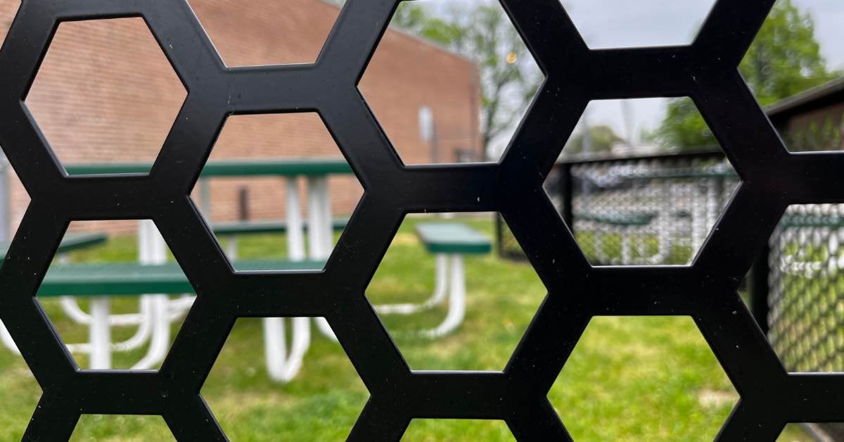black hexagon fence