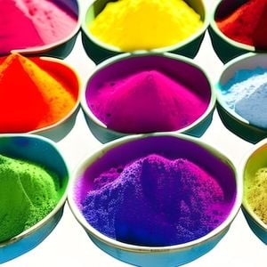 colorful powders paint in jars